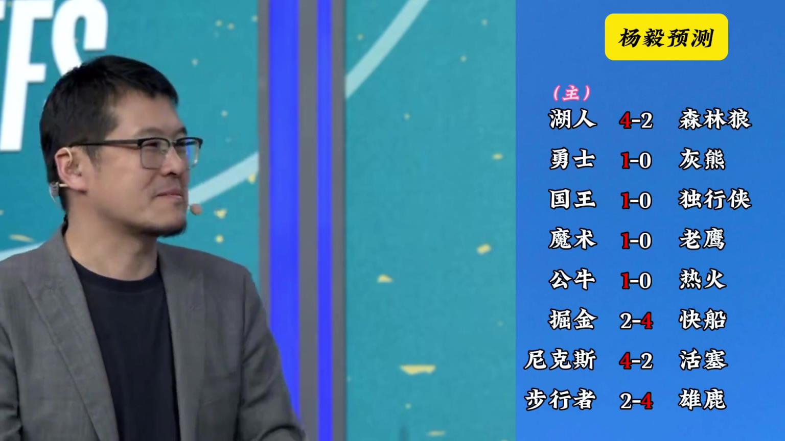明燈來(lái)了！看看楊毅的季后賽預(yù)測(cè)：湖人4-2狼 快船4-2掘金
